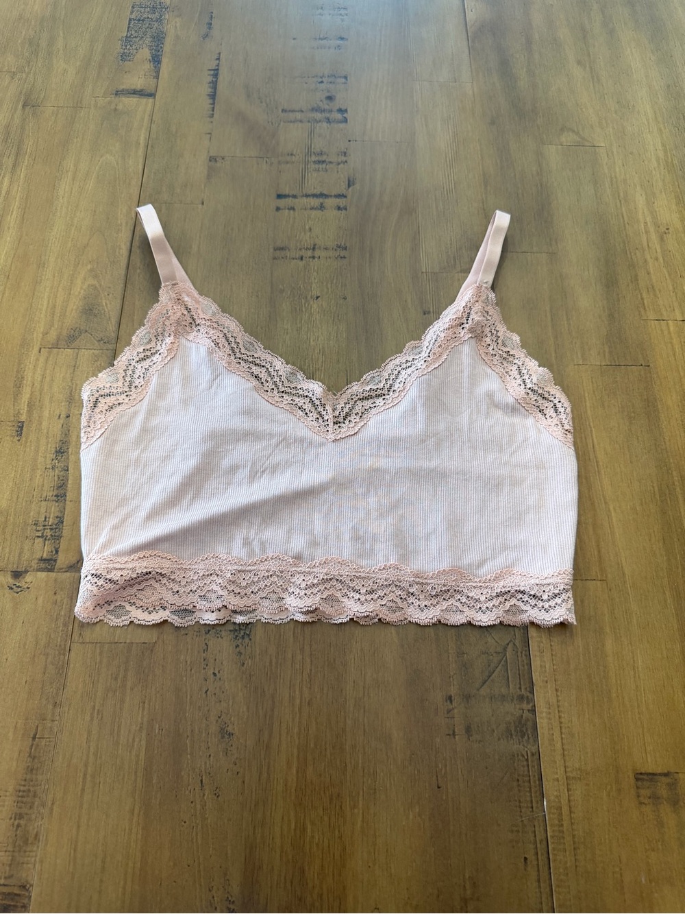 La SENZA Lace-Trim Ribbed Bralette - Light Pink